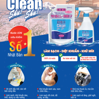 Nước ion siêu kiềm CLEAN SHU! SHU! túi tiết kiềm 1000mL Vệ sinh Tẩy rửa - Diệt khuẩn - Khử mùi từ Nhật Bản