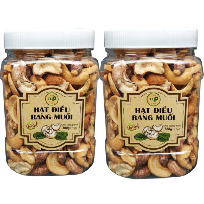 1KG 2 HŨ HẠT ĐIỀU VỠ RANG MUỐI THƠM NGON