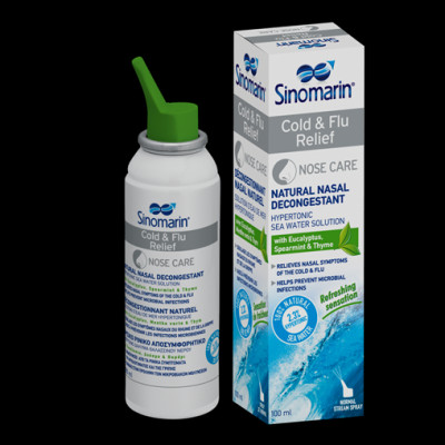 Xịt mũi, nước biển SINOMARIN Cold & Flu Relief 100ml màu xám, vệ sinh mũi giảm triệu chứng cảm lạnh