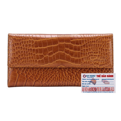 HJ3148-49-50 - Bóp nữ vân cá sấu Huy Hoàng vân nhỏ 3 gấp màu da, đen, nâu