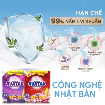 Combo 2 Túi Nước Giặt Xả Vải Hương Hoa Anh Đào Avatar (Túi/2kg2)