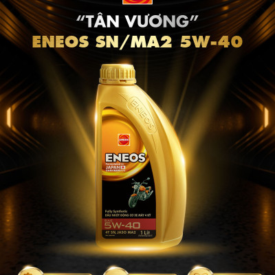 Dầu nhớt tổng hợp động cơ xe số, xe máy Eneos 5W40 EN-MA2-5W40 1lít - Đạt chuẩn API SJ, Bôi trơn, làm mát, chống rỉ, làm sạch động cơ, kéo dài tuổi thọ động cơ, chịu nhiệt cao