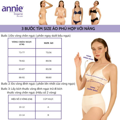 Bộ đồ lót Nữ Annie 8131 Đồng Bộ Đúc Mỏng Mềm Mại Giúp Hỗ Trợ Và Định Hình Vòng 3 Hiệu Quả