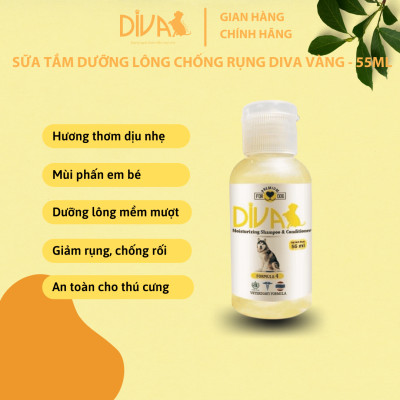 SỮA TẮM CHÓ DƯỠNG LÔNG GIẢM RỤNG DIVA VÀNG 55ML (DIVA FORMULA 4)