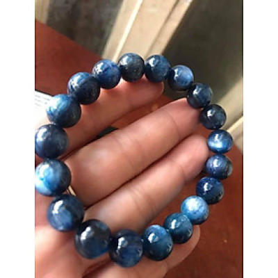 CHIẾC LẮC TAY ĐÁ KYANITE SIZE 10,5MM HỢP NỮ MẠNG THỦY MỘC VÒNG TAY ĐÁ TỰ NHIÊN CAO CẤP  MÀU XANH DƯƠNG ĐẬM ĐẸP 