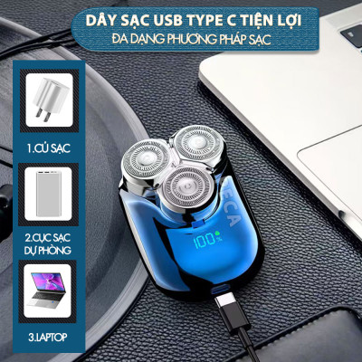Máy cạo râu mini lưỡi nổi 3D Kemei KM-T83 màn hình LCD, công suất 5w mạnh mẽ - Hàng chính hãng