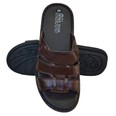 Dép Nam Quai Ngang Da Bò Thật TiTi ĐÔ Cao Cấp DNA2118d