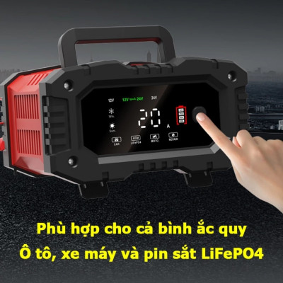 Sạc Bình FOXSUR 12V-24V - Hàng Nhật 300Ah, Thông Minh 7 Giai Đoạn Tự Ngắt, Phục Hồi Ắc Quy