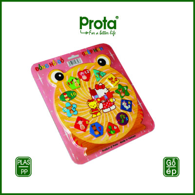 [CHÍNH HÃNG] Đồng hồ gỗ ghép hình Bé gái cao cấp Prota + quà tặng SỐC