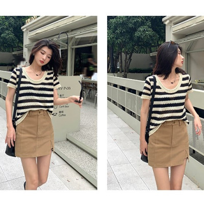 Áo Len Nữ Cộc Tay Dệt Kim Màu Sắc Phong Cách Hàn Quốc Trẻ Trung Nữ Tính Chất Liệu Mềm Mại Haint Boutique HB42