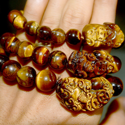 Vòng tay chuỗi đá mắt hổ tỳ hưu-nhiều cỡ ly