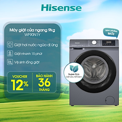 |SP MỚI| Máy giặt Hisense Inverter 9kg WF90N1Y Giặt Hơi Nước Diệt Khuẩn, Lắp Đặt Toàn Quốc - HÀNG CHÍNH HÃNG