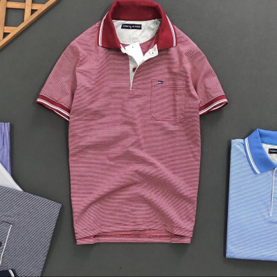 Áo thun nam trung niên cotton 100% mẫ sọc có túi cao cấp 
