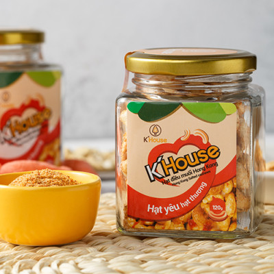 Hạt Điều Rang Muối Hồng Kông KHouse hũ thủy tinh - Hạt điều K