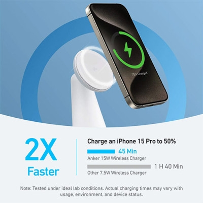 Đế sạc Anker MagGo Wireless 2 in 1 USB-C 15W Charge.Stand A25M7 - Hàng chính hãng