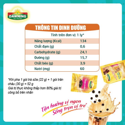 Combo 5 Hộp Trà sữa trân châu DAWNING Tròn vị ngon, thơm trà, tan đá vẫn ngon đậm đà 260g/hộp