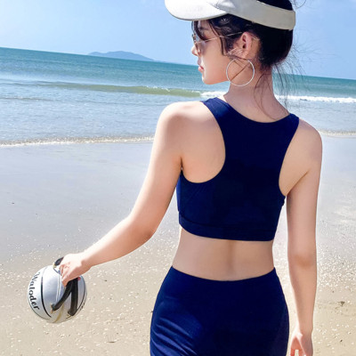 Bộ đồ bơi bikini nữ 2 mảnh kèm áo ren tay dài đi tắm biển, đi tập yoga, tập gym - B12