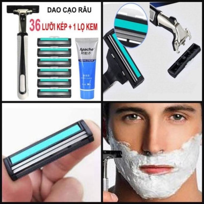 Combo  vĩ dao cạo râu 36 lưỡi thay thế , kèm bàn cạo , tặng tuýp kem cạo râu cho nam vô cùng tiện lợi