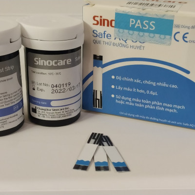 50 Que Thử Đường Huyết  Dùng Cho Máy Safe AQ UG Kèm 50 Kim Chích Máu Sinocare