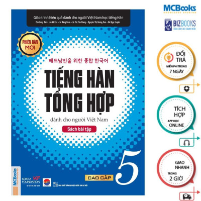 Sách - Tiếng Hàn Tổng Hợp Dành Cho Người Việt Nam - Cao Cấp 5 + 6 - Sách Bài Học + Bài Tập - Bản Đen Trắng - Combo 4 Cuốn - MCBooks