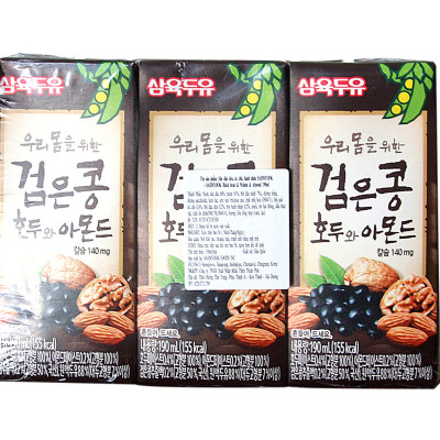 Thùng 24 Hộp Sữa Đậu Đen, Óc Chó, Hạnh Nhân Sahmyook Foods (190ml / Hộp)