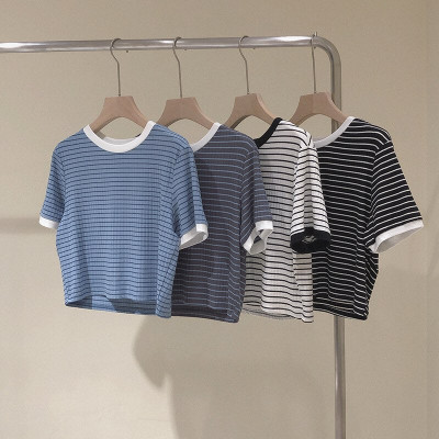 áo thun ngắn croptop sọc ngang mềm mịn cute
