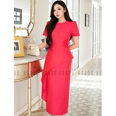 Đầm hồng sen tay loe NGADO , đầm bút chì , đầm dự tiệc , đầm công sở