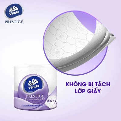 [MUA 1 LỐC GVS PRESTIGE 4D TẶNG 1 CUỘN] Giấy vệ sinh cao cấp Vinda Prestige 4D 3 lớp (8 Cuộn)