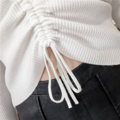 Áo len nữ cổ V rút dây trước 35