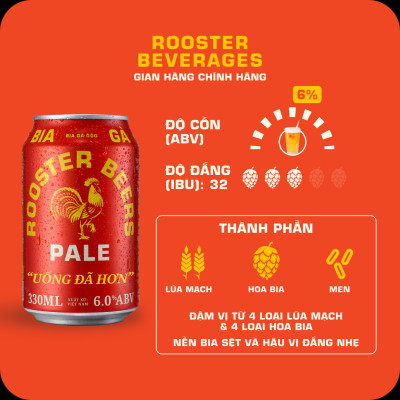 Thùng Rooster Beers Pale (Bia Gà) 24 Lon (330ml/Lon)