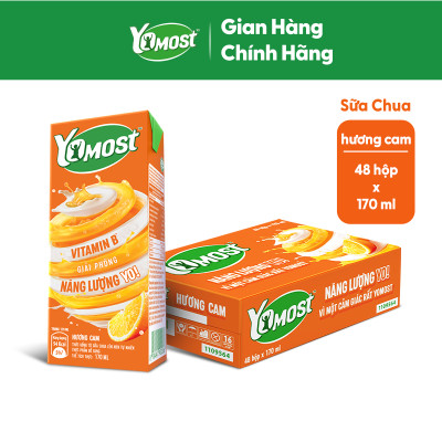 Thùng 48 Hộp Sữa Chua Lên Men Tự Nhiên Yomost Vị Cam (170ml/Hộp)