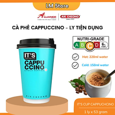 Cà Phê Cappuccino Tự Pha Ly Tiện Dụng Aik Cheong Kèm Bột Rắc Cacao - It
