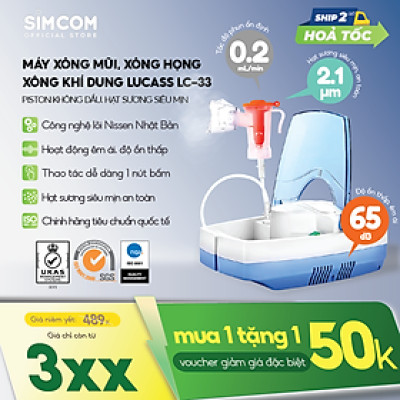 Máy xông khí mũi họng 2 trong 1 LUCASS A22 nhập khẩu chính hãng, xông khí dung, xông mũi, xông họng, bảo vệ hô hấp cho người lớn và trẻ em