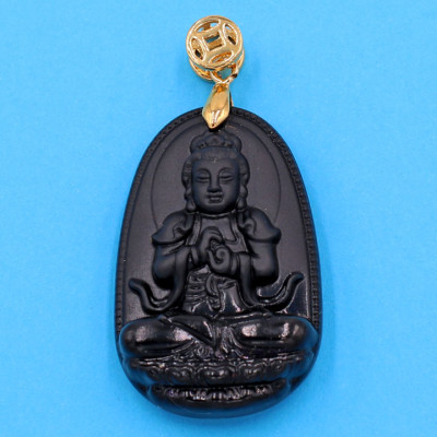 Mặt dây chuyền Như lai Đại nhật đen 3.6 cm