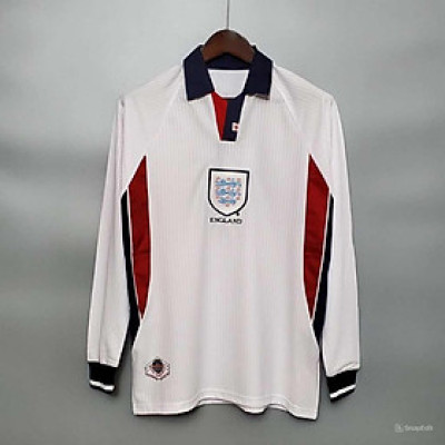 Áo Bóng Đá Retro Tuyển Anh 1998 Dài Tay - Sân Nhà bản cao cấp vải Cotton Polyester
