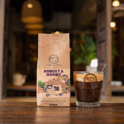 Cà Phê Robusta Honey Rang Xay Nguyên Chất - 90S Coffee Vietnam - 100% Cà Phê Sạch Cao Cấp