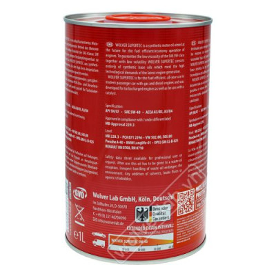 Nhớt xe máy ô tô cao cấp 100% tổng hợp WOLVER SUPER TEC 5W40 1L - Chính hãng Nhập khẩu Đức 100%