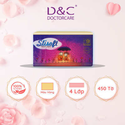 Giấy ăn Slisoft Vàng tự nhiên đa năng,khăn giấy rút thân thiện môi trường không chất tẩy trắng an toàn cho cả gia đình