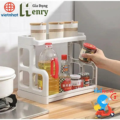 Kệ gia vị 2 tầng bằng nhựa cao cấp VIỆT NHẬT - giúp căn bếp luôn gọn gàng sạch sẽ