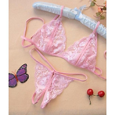 Bộ Đồ Lót Hình Bướm Phối Ren Quần Lọt Khe Áo Bra Xuyên Thấu Sexy Quyến Rũ - Trắng