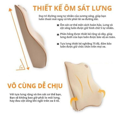 Gối tựa lưng xe hơi, ô tô cao cấp chất liệu 100% cao su non - 2 màu: Đen và Ghi - Mã: B01