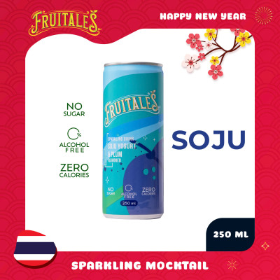 [Fruitales] Hộp 6 lon Mocktail 3 vị mới: không đường, không cồn, không calo - Rum Dừa & Dứa, Champagne lựu đỏ, Soju Mận & Yogurt