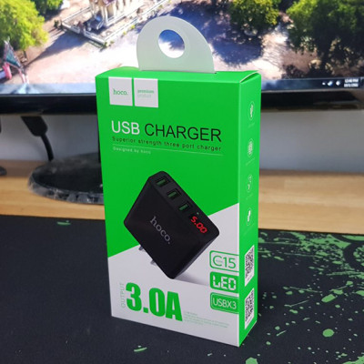 Adapter Sạc 3 Cổng 3A Hoco C15 - Hàng Chính Hãng - Shop Thế giới số - Hàng Chính Hãng