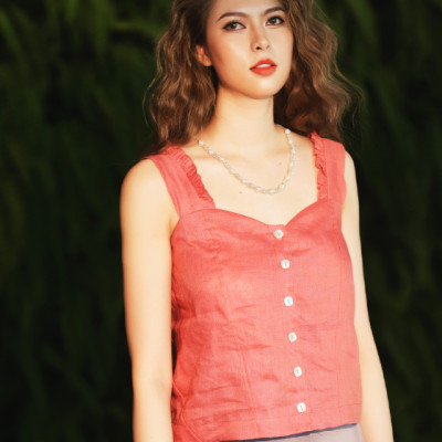 Áo Croptop Linen Mai Châu TOP186 Thời trang thiết kế Hity