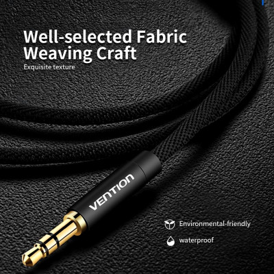 Cáp âm thanh AUX 3.5mm gắn trên ô tô Male to Male nổi có dệt vải cho PC điện thoại