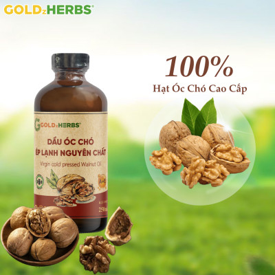 Dầu óc chó ép lạnh nguyên chất GoldzHerbs - Chai 120ml/ 250ml