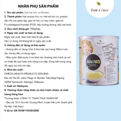 Sữa Hạt Miwako Vị Gạo Hộp 700g Malaysia Không Chứa Đậu Nành, Dinh Dưỡng Hữu Cơ Cho Trẻ Từ 1 Tuôi & Người Lớn Date 2025 - 24grains