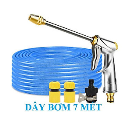 Bộ dây vòi xịt nước rửa xe,tưới cây ,tăng áp 3 lần,loại 7m,10m 206701-2 đầu đồng,cút,nối nhựa den+ khăn phượt