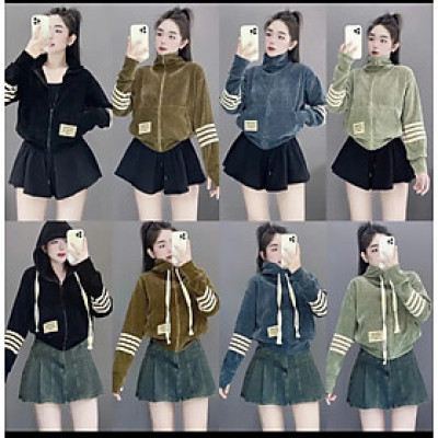 Áo khoác 6 túi nhung đôi sang trọng nữ Top Women Jachet