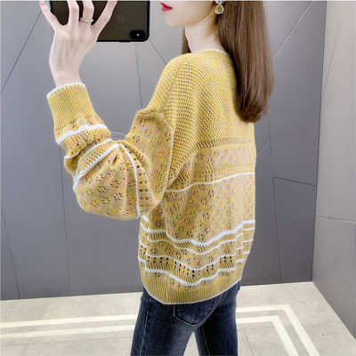 Áo len nữ dài tay cổ V dệt kim, phù hợp cho mùa thu Al51